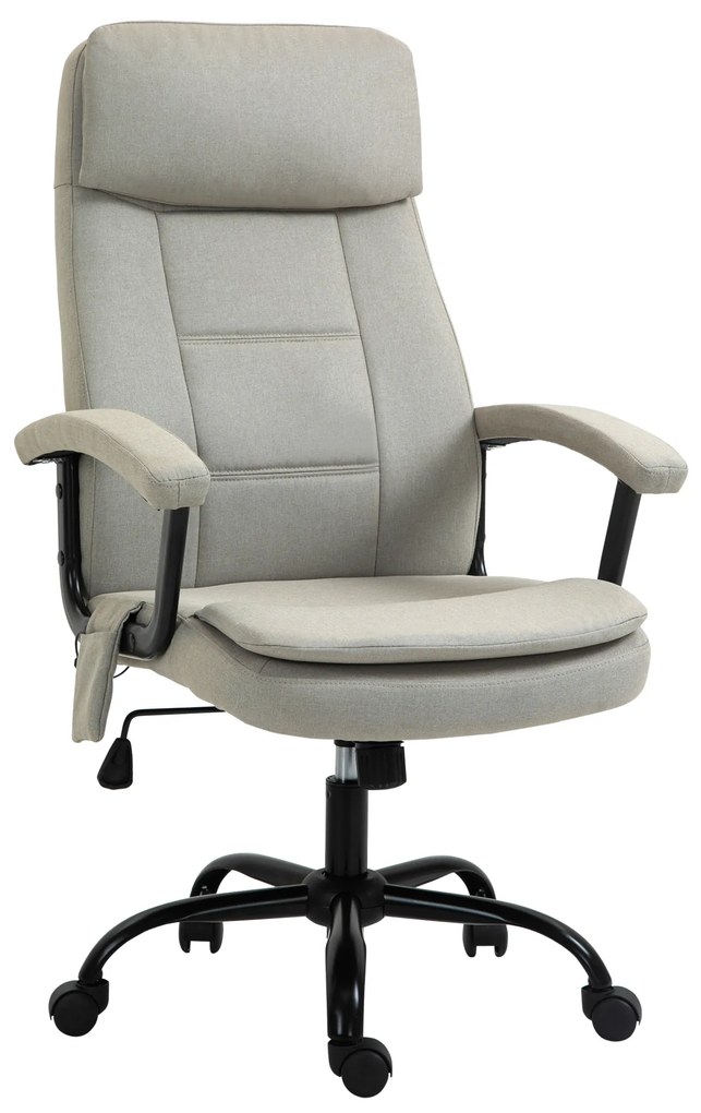 Vinsetto Scaun de birou cu funcție de masaj, scaun de gaming reglabil în înălțime cu funcție de masaj, scaun ergonomic de birou, scaun de masaj pentru coloana lombară cu senzație de in/out, Bej 63 x 70 x 112-121 cm | Aosom Romania