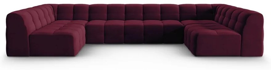 Colțar burgundy cu tapițerie din catifea (în formă de "U") Kendal – Micadoni Home
