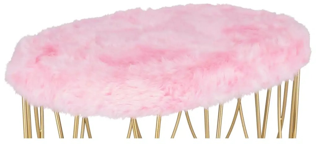 Taburet Pinky oval baza metalica aurie tapitat
