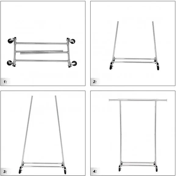 Suport mobil cu 1 bara Chrome 1, (92-132) x 45.4 x 160 cm