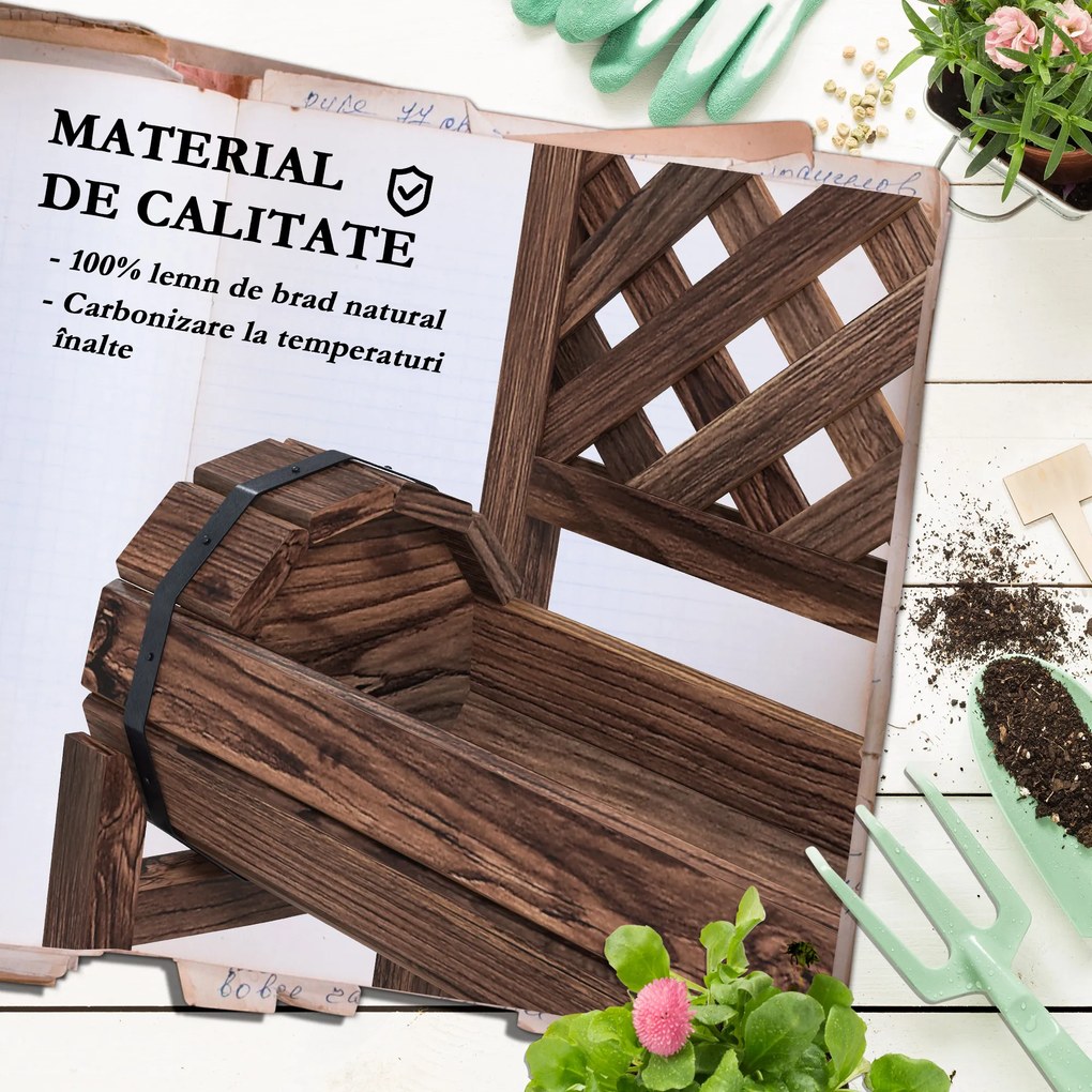 Outsunny Strat de Gradină Înălțat cu Grilaj pe 2 Nivele, Jardinieră din Lemn cu Picioare și Orificii de Scurgere | Aosom Romania