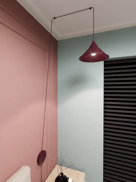 Lustră pe cablu ABRAMO 1xE27/15W/230V roșie