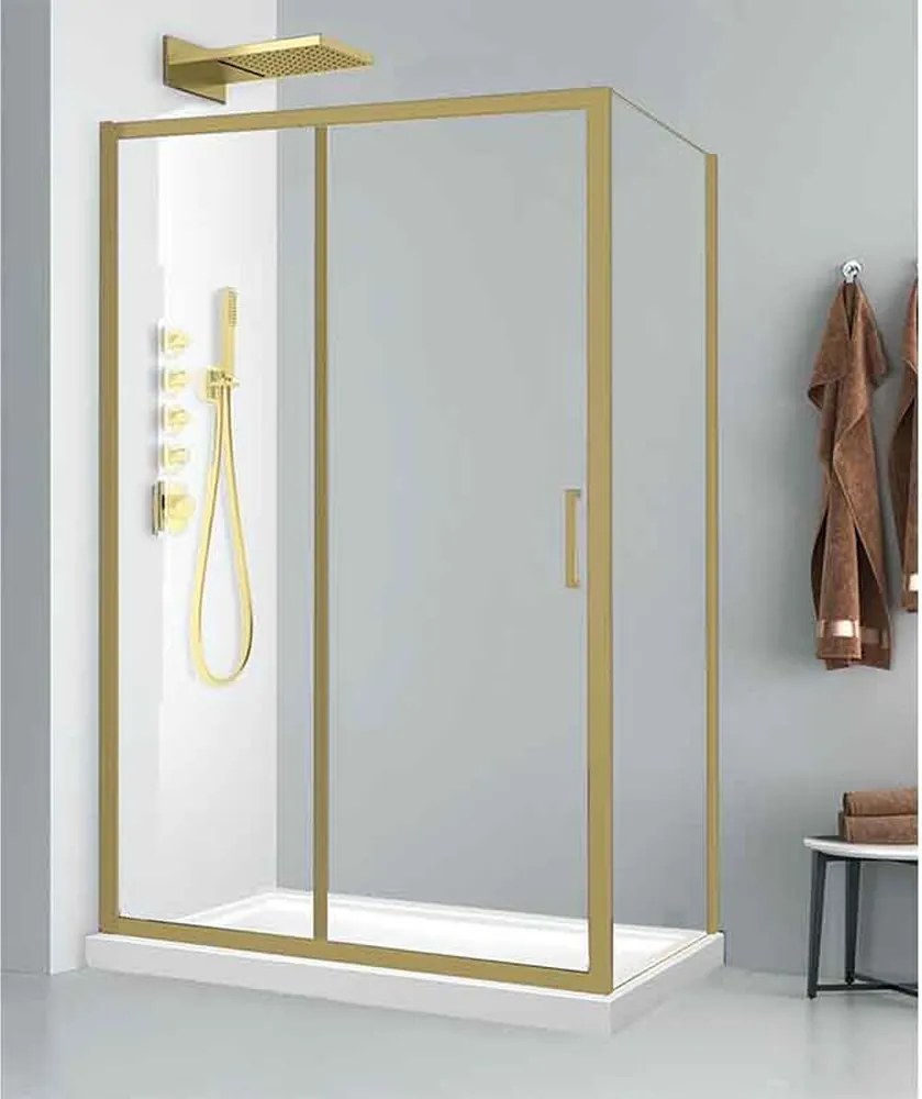 Cabina de dus dreptunghiulara Fluminia Iris Gold 120x90 cm finisaj auriu periat