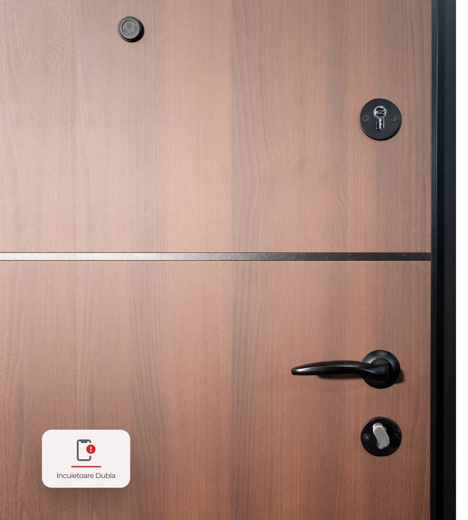 Usa metalica de intrare in apartament cu izolatie fonica   termica - Culoare Ciment Gri Inchis   Alb  Nuc ST, Gri Ciment / Alb