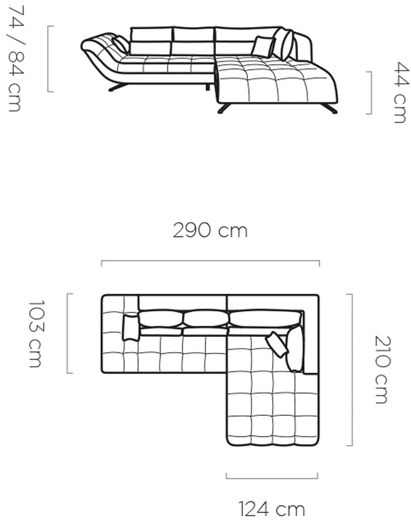 Coltar living Calvin pe stanga– L290 x l210 x h84 cm