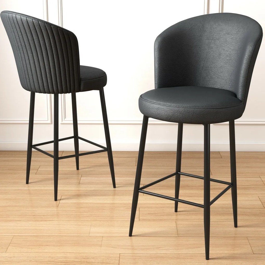Set de scaune de bar Uras Anthracite, 4 bucăți, 4 buc