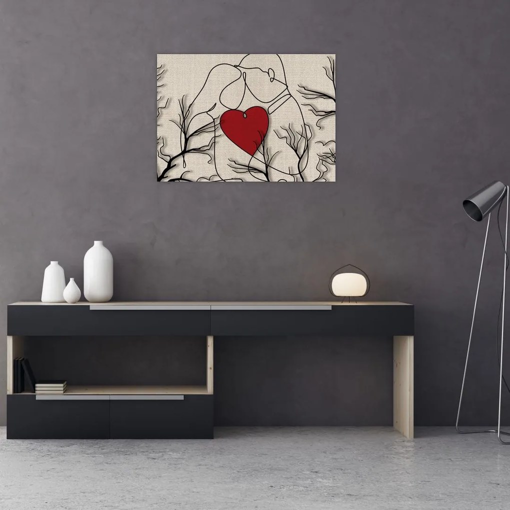 Tablou pe sticlă - Pereche îndrăgostită (70x50 cm)
