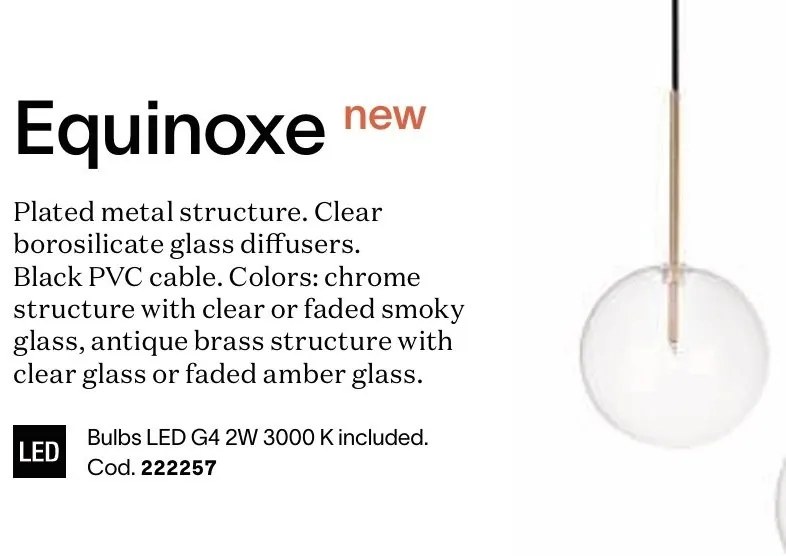 Lustra cu 6 pendule EQUINOXE SP6 antique brass/ faded amber