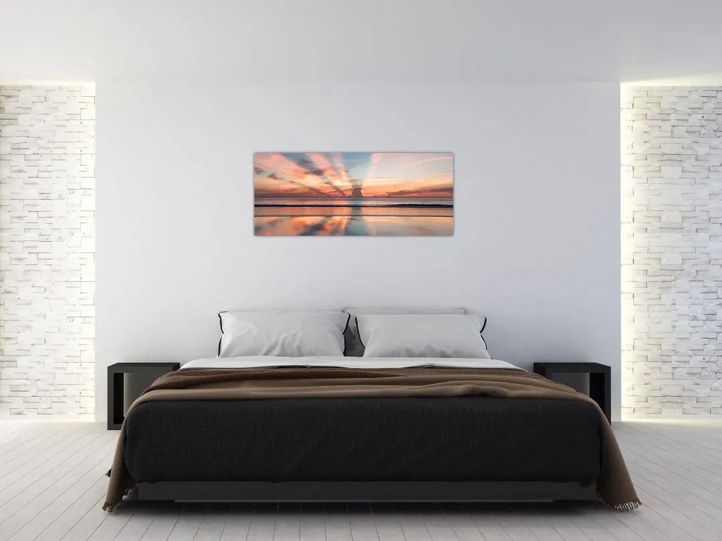 Tablou cu razele solare deasupra plajei Dayton (120x50 cm)