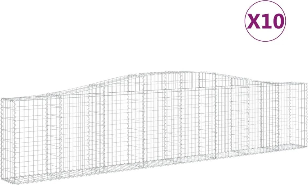 vidaXL Coșuri gabion arcuite 10 buc, 400x30x80/100 cm, fier galvanizat