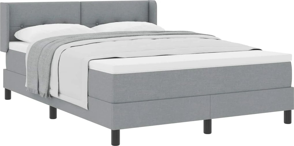 vidaXL Pat cu arcuri cu saltea Gri deschis 200 x 160 cm țesătură