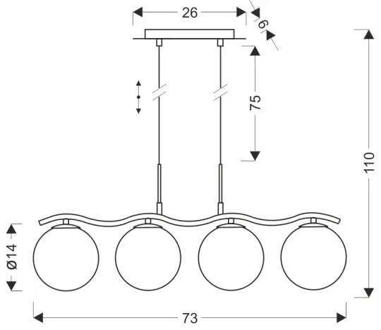 Lustră pe cablu LUMOS 4xG9/20W/230V, negru fumuriu