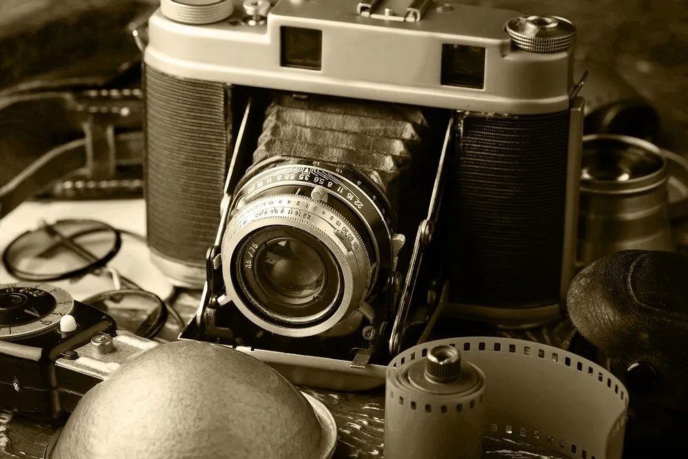 Tablou cameră foto veche în design sepia