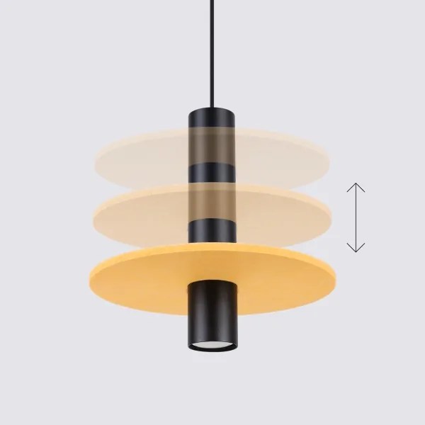 Sollux SL.1883 - Pendul cu cablu PELTA 1xGU10/10W/230V negru/galben