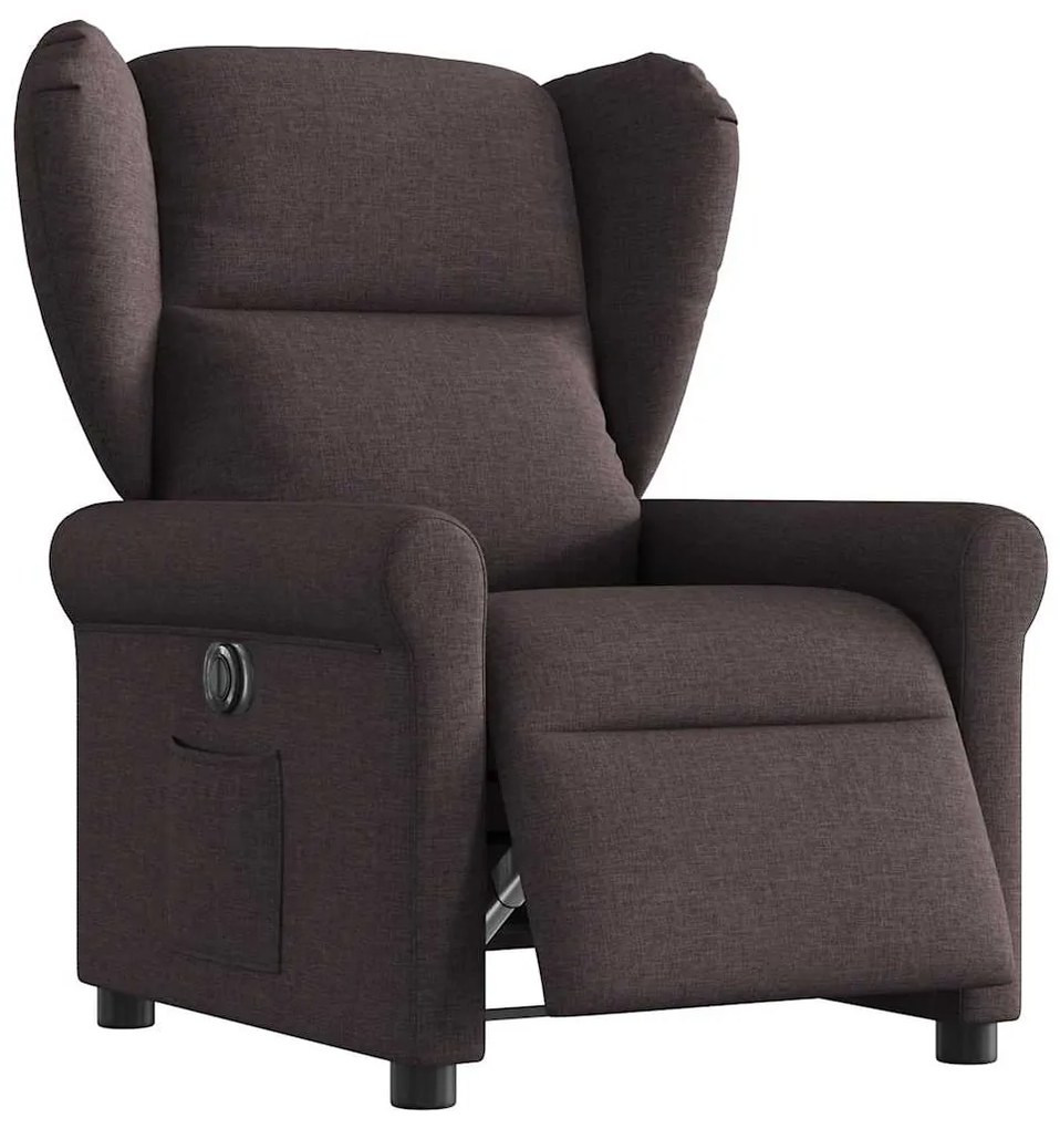 vidaXL Fotoliu rabatabil electric, maro închis, material textil