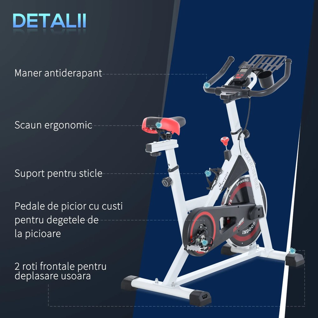 HOMCOM bicicleta spinning pentru interior, 103x 53x105-117.5cm | Aosom Romania