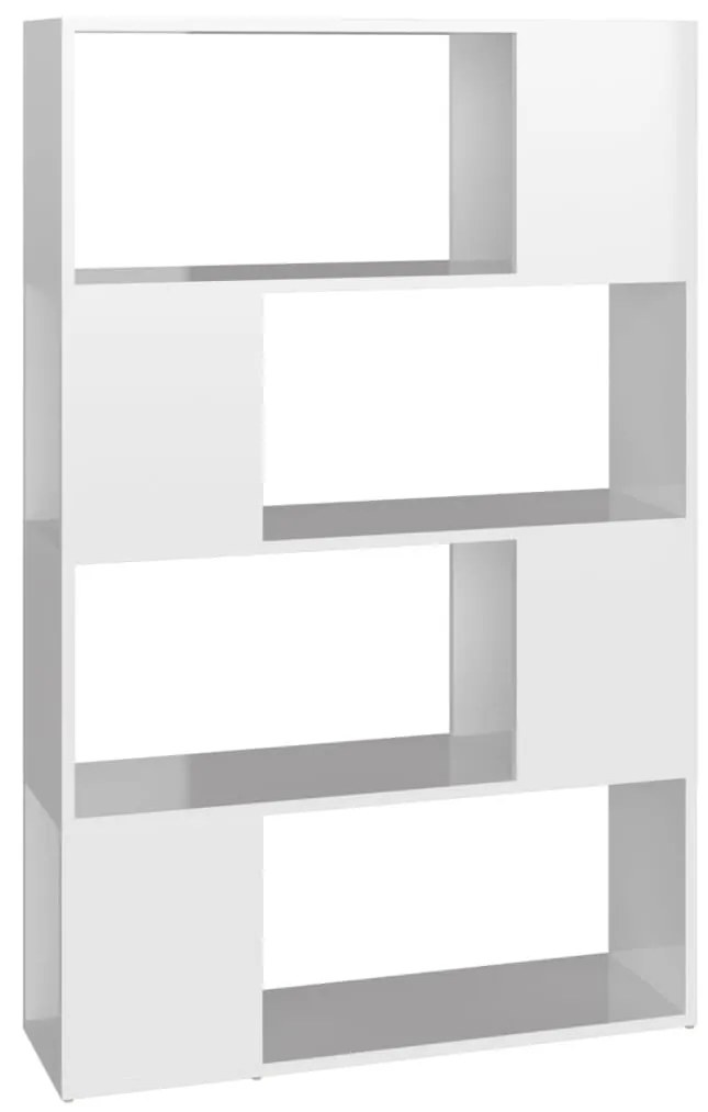 809140 vidaXL Bibliotecă/Separator cameră, alb extralucios, 80x24x124,5 cm
