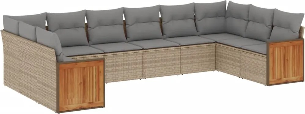 vidaXL Set canapele de grădină cu perne, 10 piese, bej, poliratan