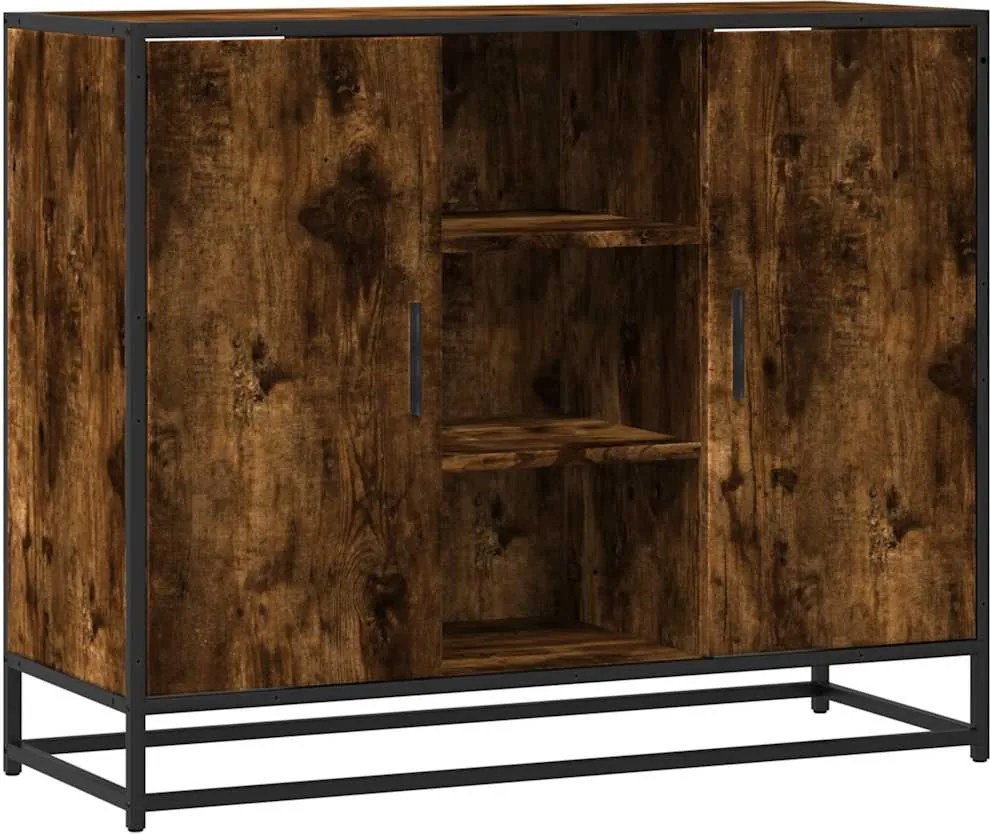 vidaXL Servantă, stejar fumuriu, 92x35x76 cm, lemn compozit