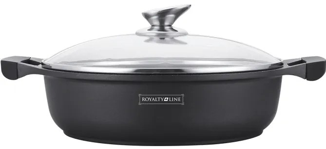 Cratiță marmorată cu capac 4.8L, 30 cm – Royalty Line RL-BR30ML, antiaderentă, pentru toate plitele