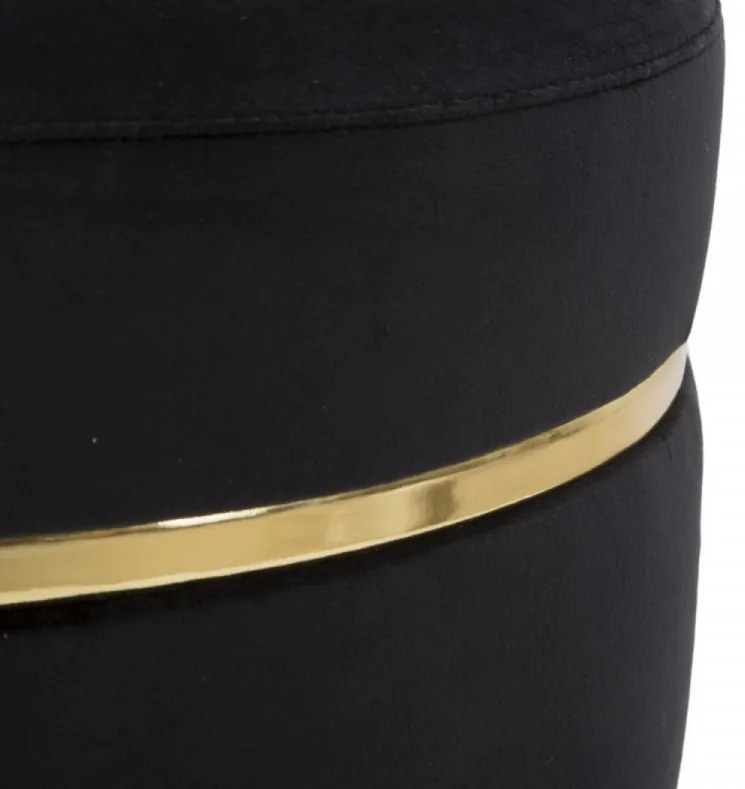 Taburet negru/auriu din catifea si lemn de Pin, Paris Mauro Ferretti