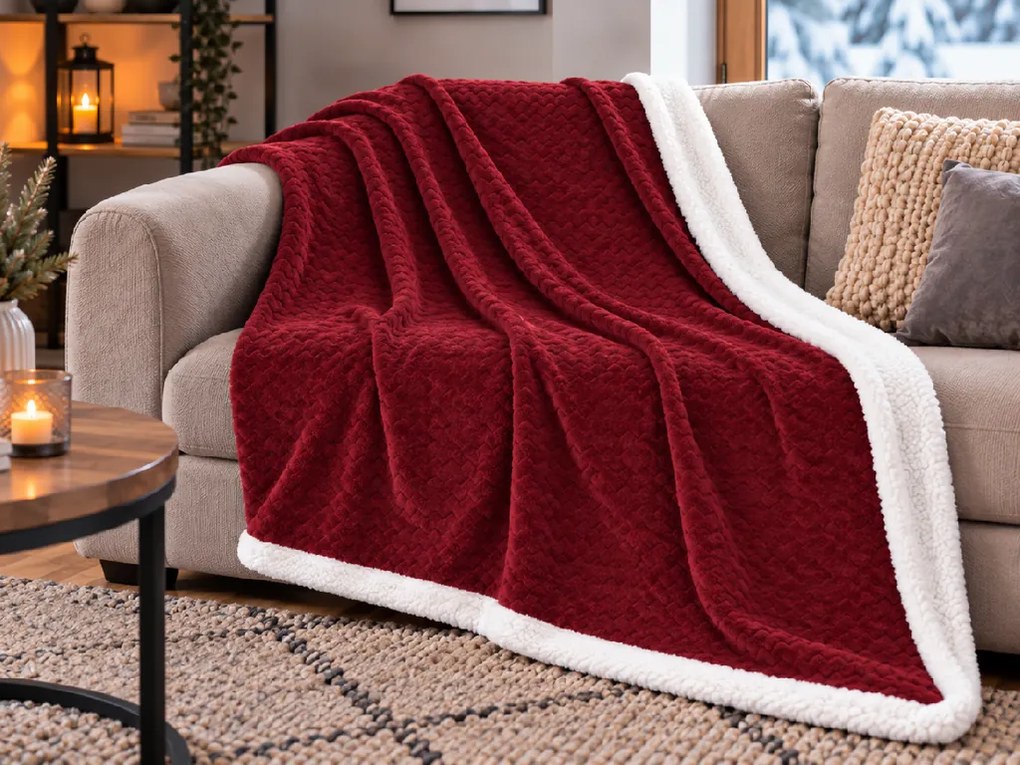 Patura imitatie de miel VELVORA, vinova Dimensiune: 150 x 200 cm
