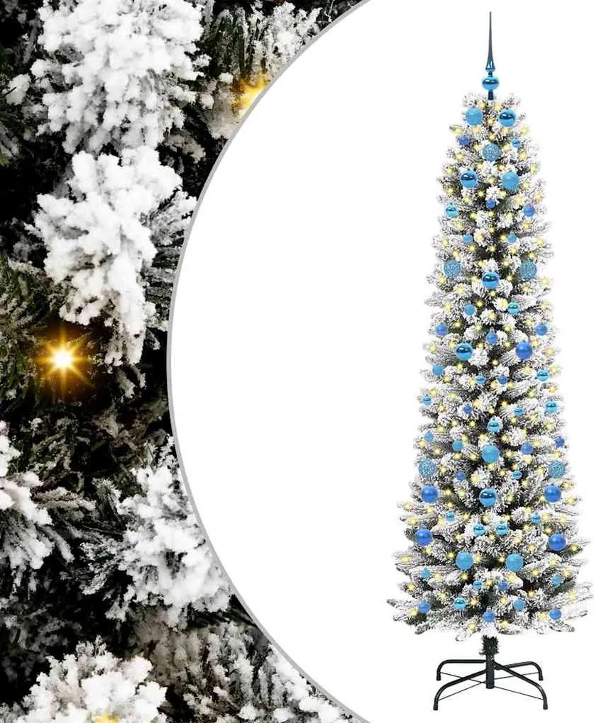 vidaXL Brad de Crăciun artificial Alb 210 cm PVC și metal și plastic