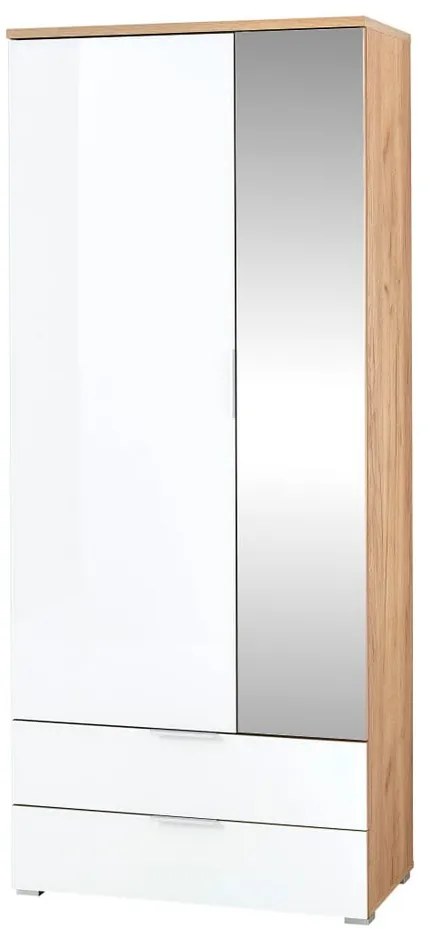 Dulap cu oglindă alb/aspect de lemn de stejar 84x196 cm Telde - Germania