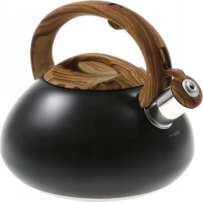 La mâna a doua: Ceainic cu fluier Klausberg KB 7565, 3 L, Baza groasa, Inductie, Negru/Maro