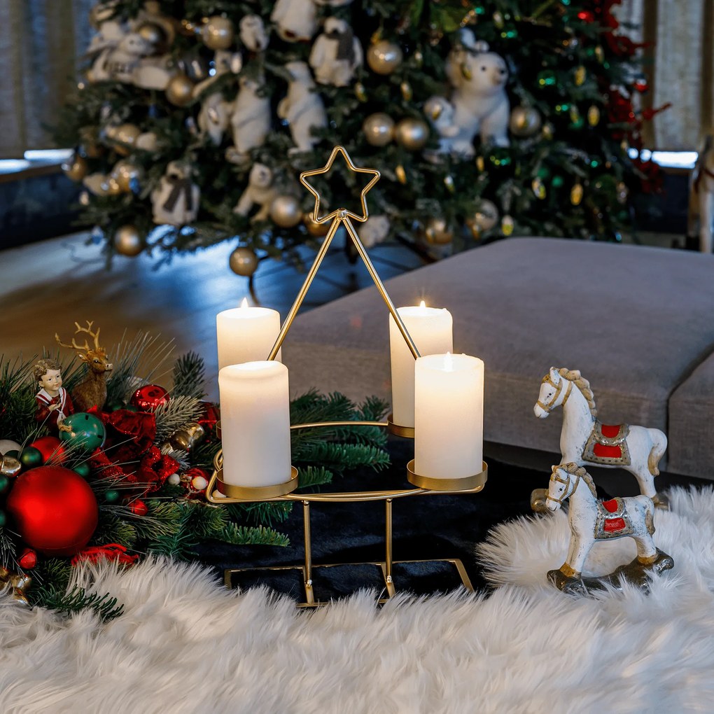 Coroană de Advent, aurie, metalică, BASIL
