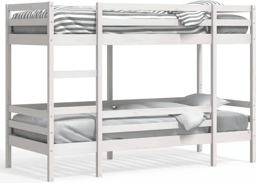 vidaXL Pat supraetajat, alb, 80x200 cm, lemn masiv de pin