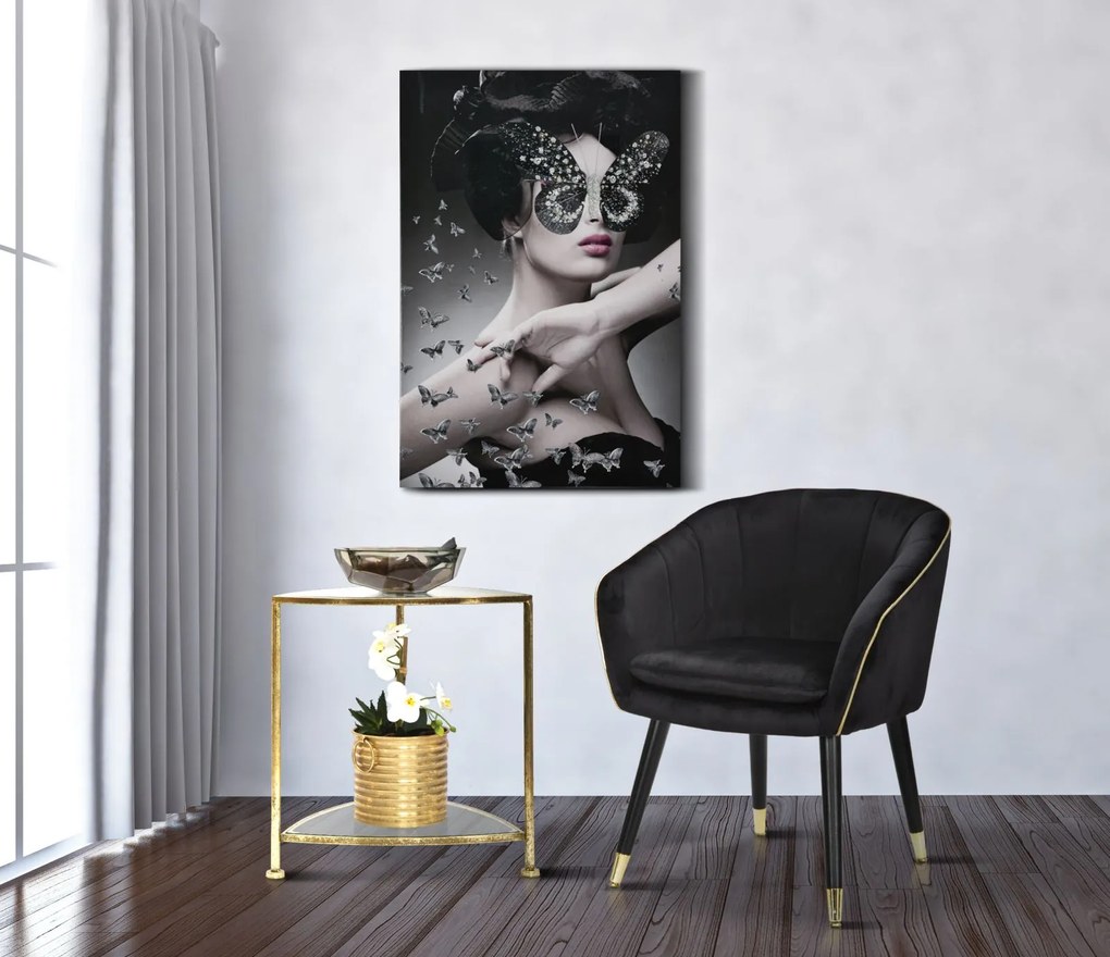 Mauro Ferretti Fotoliu Paris Negru/Aurii cm 62X58X78 | Aosom Romania