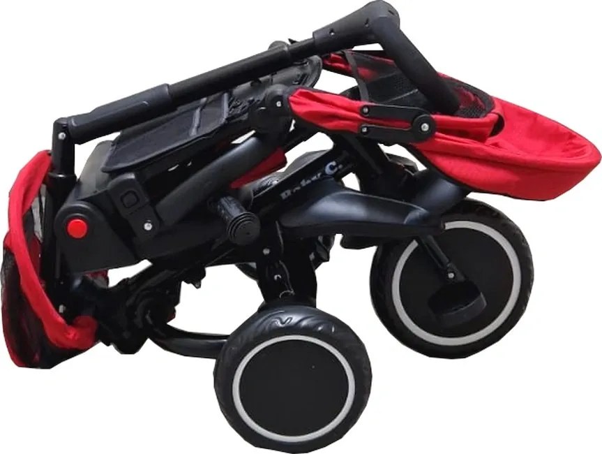Tricicleta pliabila cu copertina Baby Care™ Folding Trike, Roti din spuma cauciucata EVA, Pedale si maner pentru parinti, Scaun reversibil cu rotire