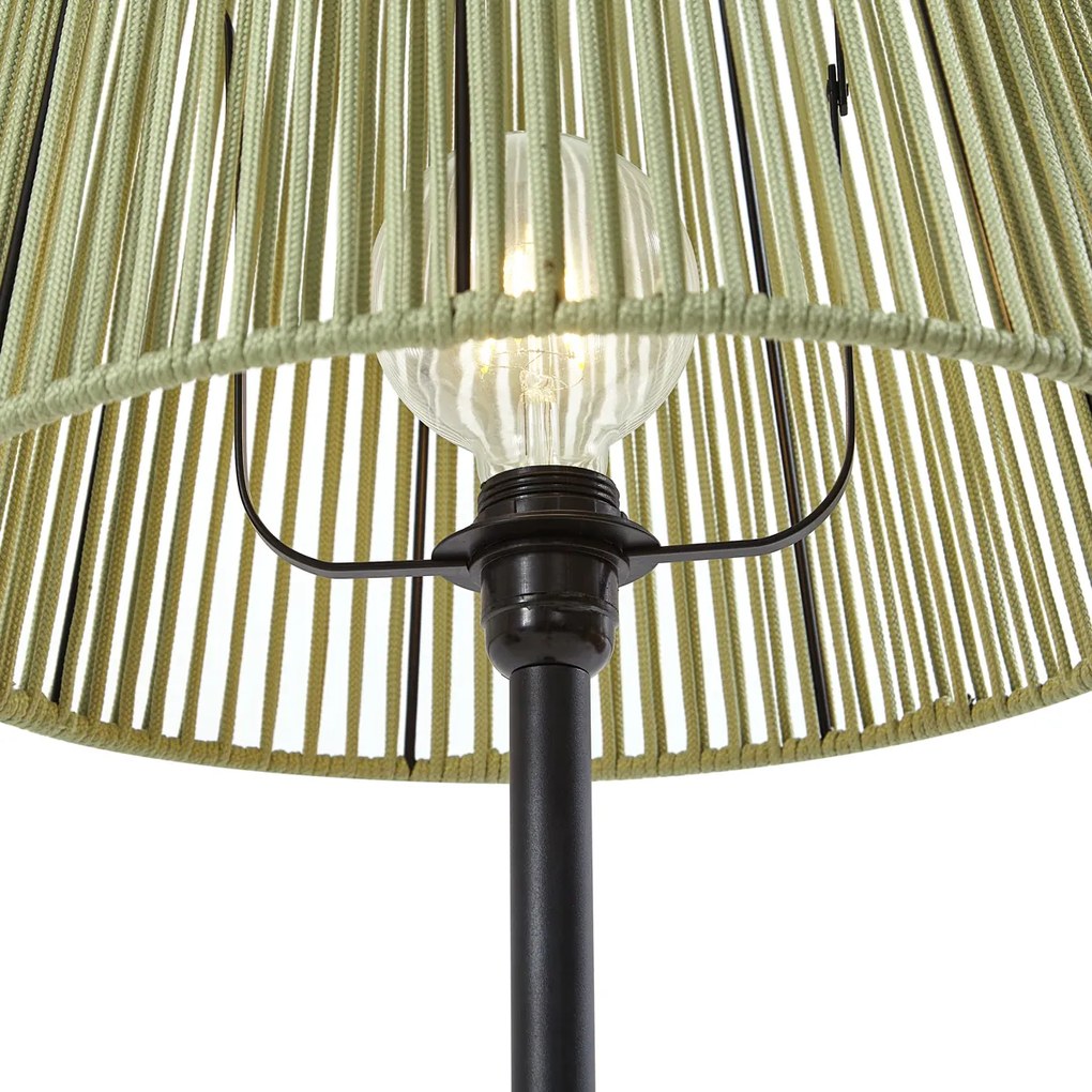 Lampă de podea de exterior neagră cu abajur din frânghie verde IP44 - Virginia Jayla