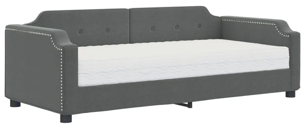 3197617 vidaXL Pat de zi cu saltea, gri închis, 90x200 cm, textil