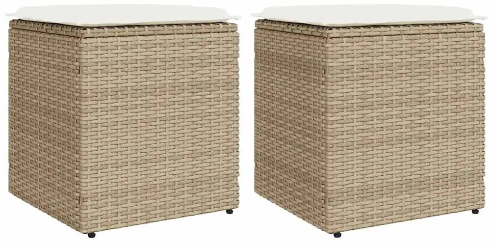 vidaXL Scaune de grădină cu perne 2 buc Bej 40x40x43 cm Poly Ratan