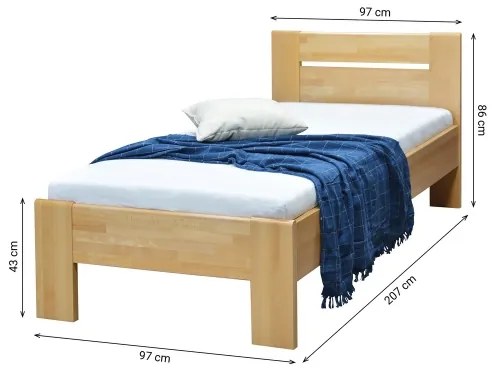 Pat AMBER din lemn masiv 90x200 cm, fag