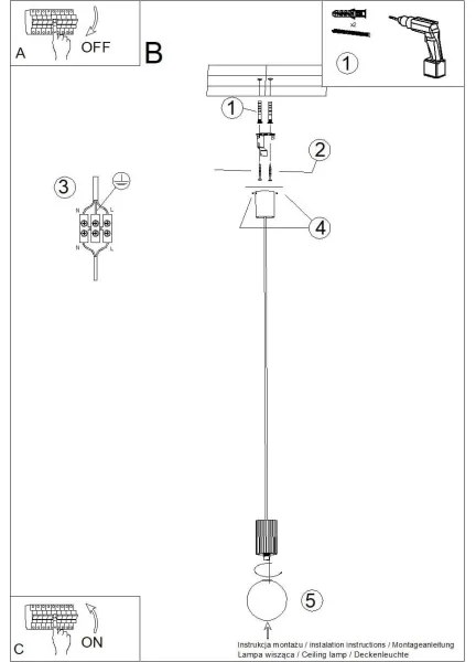 Lustră pe cablu Sollux SL.1709 HALO 1xG9/8W/230V d. 12 cm alb