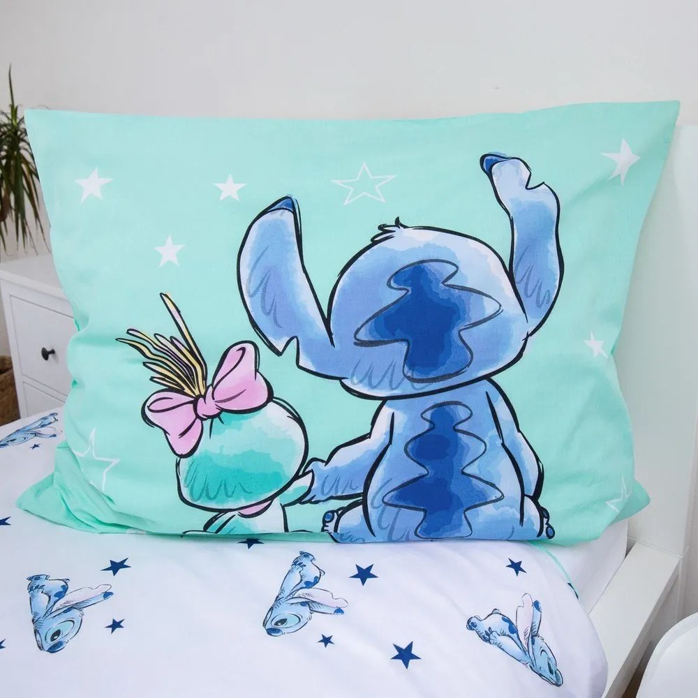 Lenjerie de pat pentru copii verde-mentă din bumbac pentru pat de o persoană 140x200 cm Lilo &amp; Stitch "Buddies" – Jerry Fabrics
