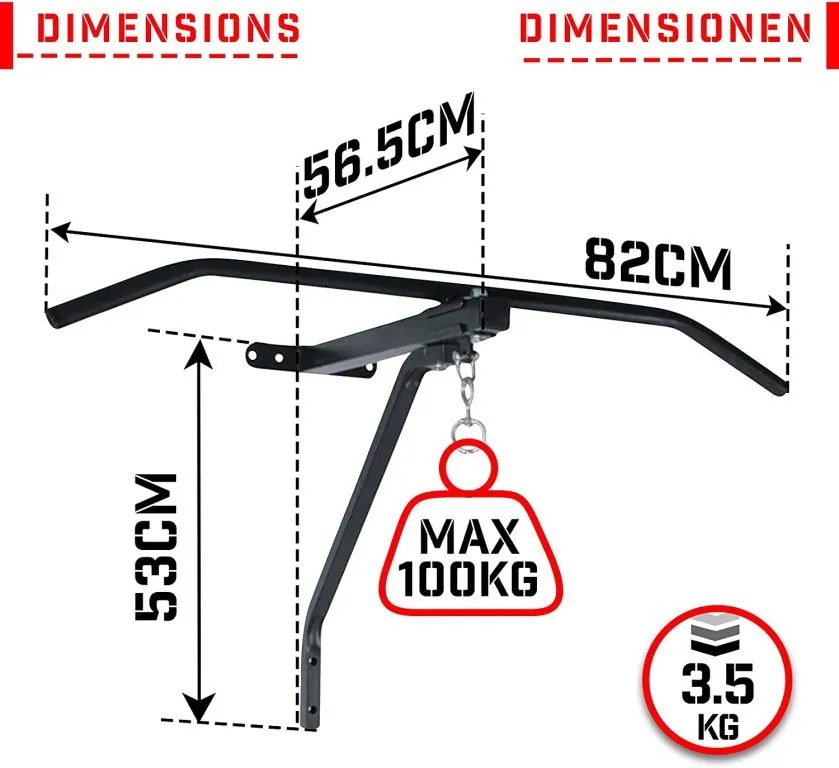Physionics Suport de perete pentru sac de box cu tija 2 în 1