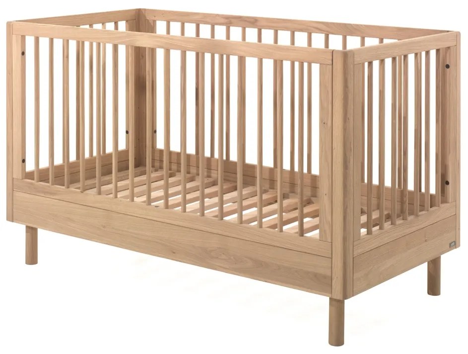 Set Complet Mobilier Cameră Bebelus Forrest Oak, din Lemn Masiv de Stejar, Natur: Pătuț Convertibil (70x140 cm), Comodă cu 3 Sertare și Dulap cu 2