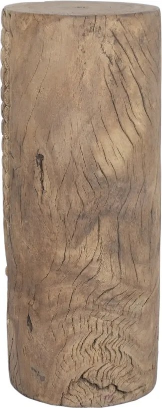 Coloană decorativă din lemn masiv de tec, maro, cu Buddha sculptat manual, finisaj natural, 103 x 40 x 40 cm, „Ayutthaya”