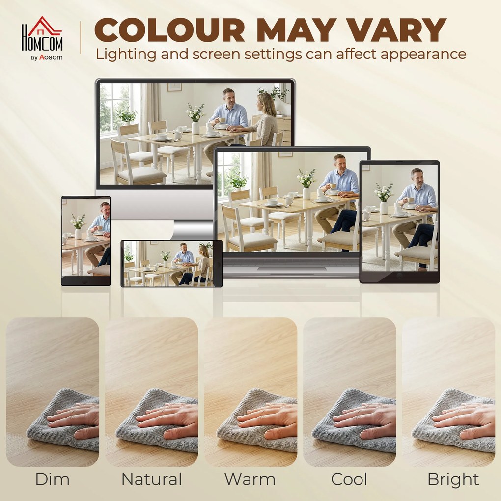 HOMCOM Masă Pliabilă pentru 2-6 Persoane, Extensibilă, Efect de Lemn, Finisaj Natural | Aosom Romania