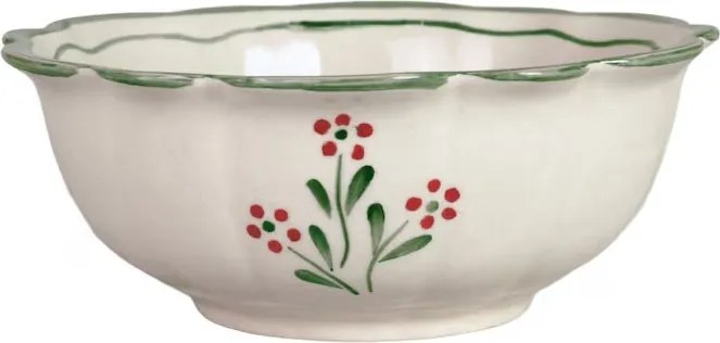 Bol mediu din ceramică pictată manual, Ø 18 x H 7,5 cm, verde, „Esther Wildflower"