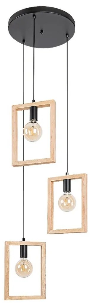 Lustra cu 3 pendule design industrial Indigo negru