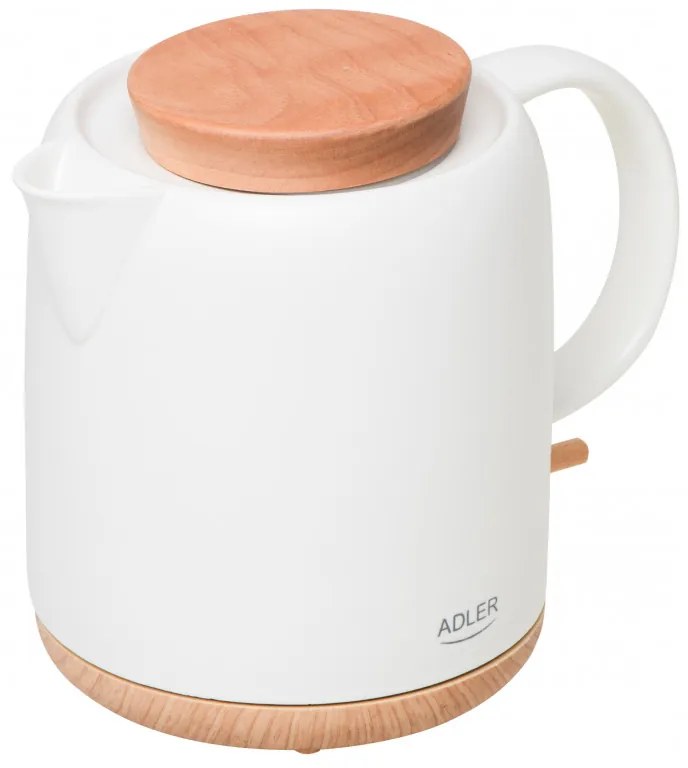Cana electrica Adler AD 1304, 1200W, 1l, Ceramica, Baza rotativa, Protectie fierbere fara apa, Ecru