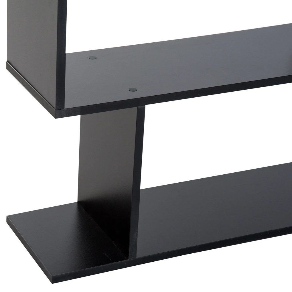 Homcom Librarie Design Modern in Lemn cu 6 Rafturi, Negru, 80x23x192cm