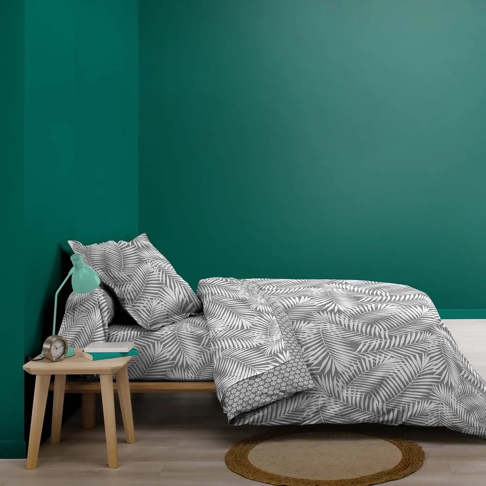 Husă de pilotă gri din bumbac pentru pat de o persoană 140x200 cm Botania – douceur d'intérieur