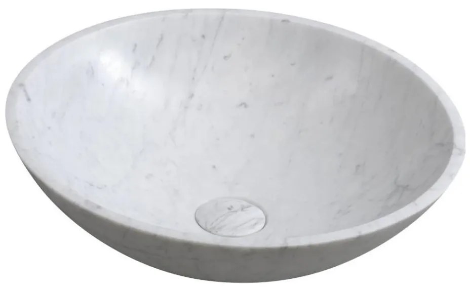 Sapho - Lavoar pe blat BLOK Ø 42 cm piatră/Carrara/alb mat