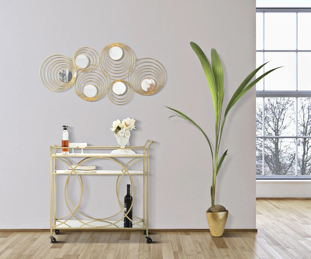 Masa mobila, fier MDF oglinda, auriu, 80X40X80 cm